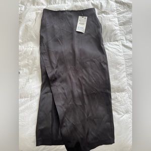 Zara black midi skirt with side slit NWT